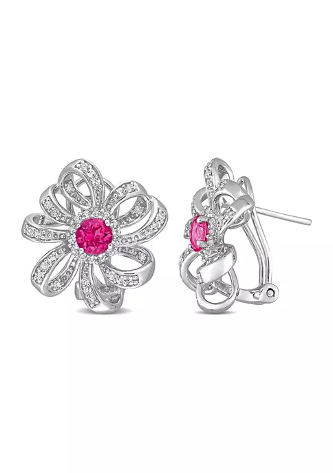 Flash Sale ๐ 2 CT TGW Pink Topaz and White Topaz Flower Omega Clip Earrings in Sterling Silver by Belk & Co. โจ 5 Flash Sale ๐ 2 CT TGW Pink Topaz and White Topaz Flower Omega Clip Earrings in Sterling Silver by Belk & Co. โจ - Image 5