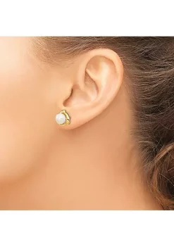 Cheap 👍 14K Yellow Gold 7-8mm White Button Freshwater Cultured Pearl Post Earrings by Belk & Co. ⭐ -DealsBelk & Co. Store Belk 38671
