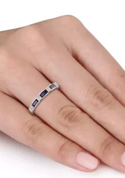 Best deal 🛒 Diamond and Sapphire Eternity Ring in 10K White Gold by Belk & Co. ❤️ -DealsBelk & Co. Store Belk 387