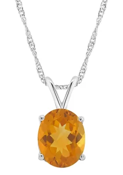 Budget โจ Sterling Silver 10x8mm Oval Citrine Pendant Necklace by Belk & Co. โญ