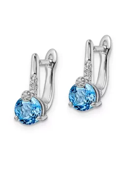 Discount 💯 2.1 ct. t.w. Swiss Blue Topaz and White Topaz Circle Hinged Earrings in Rhodium-Plated Sterling Silver by Belk & Co. 🎉