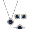 Wholesale ⌛ Created Sapphire and Created White Sapphire Necklace/Earring/Ring Set in Sterling Silver by Belk & Co. 🌟