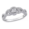 Wholesale 🔔 1/4 ct. t.w. Diamond Swirl Halo Engagement Ring in Sterling Silver by Belk & Co. 😀
