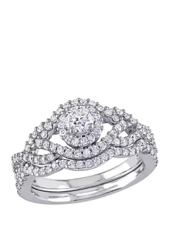 Discount 🤩 2 Piece 1 ct. t.w. Diamond Braided Split Shank Bridal Set in 14k White Gold by Belk & Co. ✔️