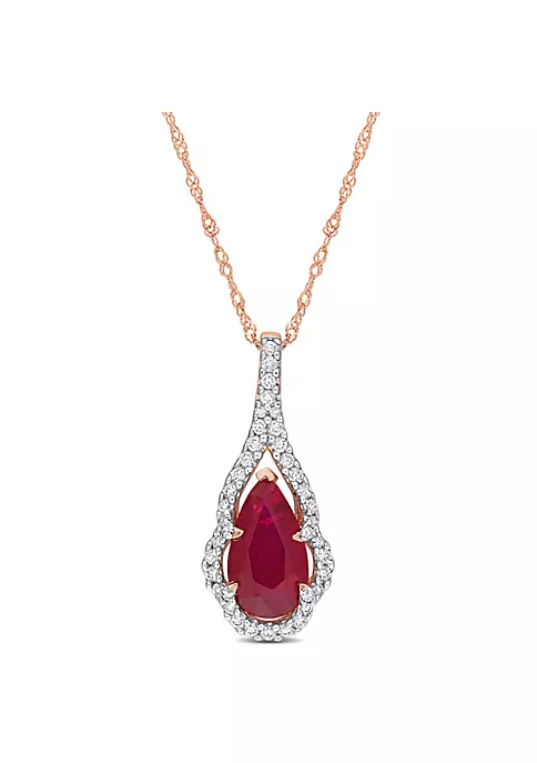 Discount ๐ 1.65 ct. t.g.w. Ruby and 1/4 ct. t.w. Diamond Halo Pendant with Chain in 14K Rose Gold by Belk & Co. ๐ 4 Discount ๐ 1.65 ct. t.g.w. Ruby and 1/4 ct. t.w. Diamond Halo Pendant with Chain in 14K Rose Gold by Belk & Co. ๐ - Image 4