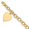 Wholesale 😀 14K Yellow Gold 8.5-inch Polished Link with Heart Charm Bracelet by Belk & Co. 🔥