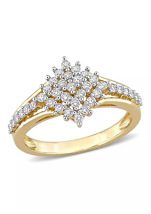 Cheapest 😉 1/2 ct. t.w. Diamond Cluster Ring in 14K Yellow Gold by Belk & Co. ⌛ 1 Cheapest 😉 1/2 ct. t.w. Diamond Cluster Ring in 14K Yellow Gold by Belk & Co. ⌛