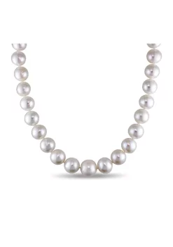 Flash Sale ๐ฅ 12.5-14.5 Millimeter Cultured Freshwater Pearl Strand Necklace with 14k White Gold and Diamond Clasp by Belk & Co. ๐ฏ