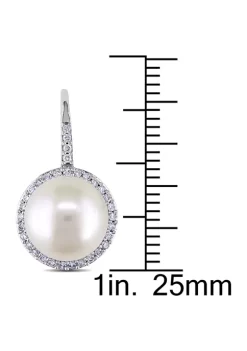 Flash Sale 😉 9.5-10 Millimeter Cultured Freshwater Pearl and 1/3 ct. t.w. Diamond Halo Earrings in 14k White Gold by Belk & Co. 🔥 -DealsBelk & Co. Store Belk 38820