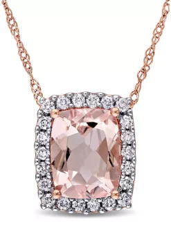 Brand new 🎉 1.75 ct. t.w. Morganite and 1/4 ct. t.w. Diamond Halo Necklace in 14k Rose Gold by Belk & Co. ✨