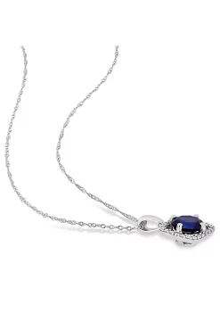 Best deal 😀 Lab Created 3-Piece Set of 3.15 ct. t.g.w. Created Blue Sapphire and 1/3 ct. t.w. Diamond Halo Earrings, Pendant with Chain and Ring in 10K White Gold by Belk & Co. 🔥 -DealsBelk & Co. Store Belk 38834