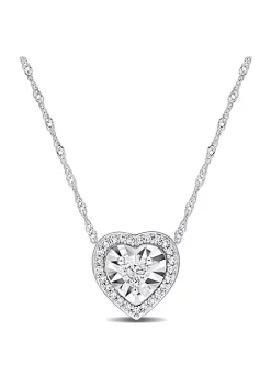 New 😉 1/4 ct. t.w. Heart and Round Diamond Pendant with Chain in 14K White Gold by Belk & Co. 👍