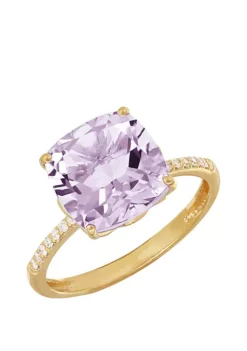 Best reviews of 😉 4 ct. t.w. Pink Amethyst and 0.07 ct. t.w. Diamond Cushion Ring in 10k Yellow Gold by Belk & Co. 🤩