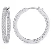 New 😉 2.5 CT TGW White Topaz Inside Outside Hoop Earrings in 10k White Gold by Belk & Co. 😉
