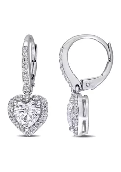 Brand new ⭐ Lab Created 2 ct. t.w. Moissanite Heart Halo Earrings in 10k White Gold by Belk & Co. 💯