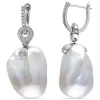 Buy 🔥 1/3 CT Diamond TW 14-14.5mm White Freshwater Cultured Pearl Fashion Post Earrings in 14k White Gold GH SI by Belk & Co. ❤️