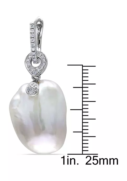 Buy 🔥 1/3 CT Diamond TW 14-14.5mm White Freshwater Cultured Pearl Fashion Post Earrings in 14k White Gold GH SI by Belk & Co. ❤️ 4 Buy 🔥 1/3 CT Diamond TW 14-14.5mm White Freshwater Cultured Pearl Fashion Post Earrings in 14k White Gold GH SI by Belk & Co. ❤️ - Image 4
