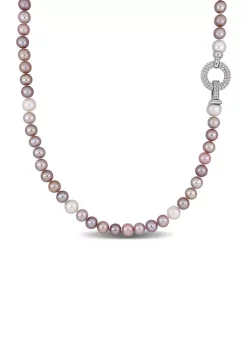 Discount ⌛ 8-10MM White and Pink Freshwater Cultured Pearl Necklace with Sterling Silver Clasp by Belk & Co. ⭐ -DealsBelk & Co. Store Belk 38875