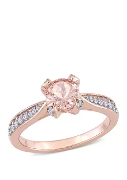 Buy 🛒 3/4 ct. t.w. Morganite and 1/5 ct. t.w. Diamond Engagement Ring in 14K Rose Gold by Belk & Co. 😉