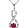 Hot Sale 🤩 3/5 ct. t.w. Created Ruby and 1/10 ct. t.w. Diamond Infinity Pendant with Chain in 10k White Gold by Belk & Co. 😀