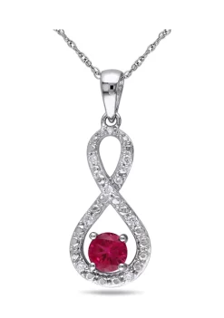 Hot Sale 🤩 3/5 ct. t.w. Created Ruby and 1/10 ct. t.w. Diamond Infinity Pendant with Chain in 10k White Gold by Belk & Co. 😀