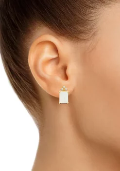 Outlet 🧨 14K Gold 8x6 Emerald Cut Opal 1/8 Cttw Diamond Earrings by Belk & Co. 🔥 -DealsBelk & Co. Store Belk 38889