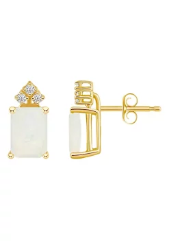 Outlet 🧨 14K Gold 8x6 Emerald Cut Opal 1/8 Cttw Diamond Earrings by Belk & Co. 🔥 -DealsBelk & Co. Store Belk 38890