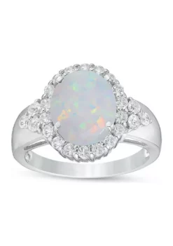Cheap 🛒 Lab Created 2 ct. t.w. Created Opal and White Topaz Ring in Sterling Silver by Belk & Co. 🔔