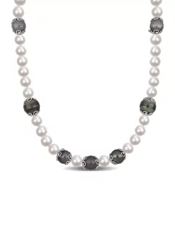 Discount ✨ 18" 9-10MM White Freshwater Pearls & 9-14MM Tahitian Pearl Necklace with 9MM Silver Ball Clasp by Belk & Co. 👏 -DealsBelk & Co. Store Belk 38924