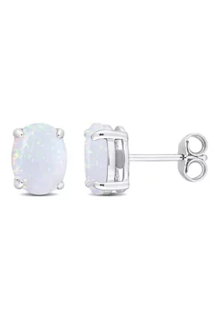 Best Sale 🔔 Lab Created 2 CT TGW Created Opal Stud Earrings in Sterling Silver by Belk & Co. 🤩