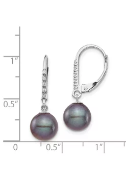 Wholesale 😉 0.05 ct. t.w. Diamond and 8-9mm Round Freshwater Cultured Pearl Leverback Earrings in 14K White Gold by Belk & Co. 👍 -DealsBelk & Co. Store Belk 38940