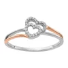 Budget 🌟 1/10 ct. t.w. Diamond Polished Double Heart Ring in 14K White and Rose Gold by Belk & Co. 🤩
