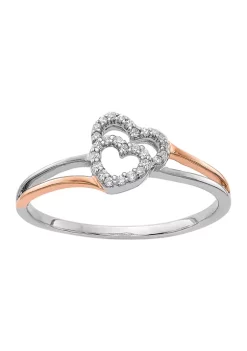 Budget 🌟 1/10 ct. t.w. Diamond Polished Double Heart Ring in 14K White and Rose Gold by Belk & Co. 🤩 -DealsBelk & Co. Store Belk 38949
