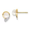 Top 10 🎁 0.01 ct. t.w. Diamond and 5-6mm White Button Freshwater Cultured Pearl Post Earrings in 14K Yellow Gold by Belk & Co. 💯