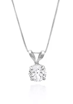 Deals ✨ 14k White Gold 5mm Cubic Zirconia Pendant by Belk & Co. 👏