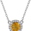 Outlet ⭐ 1/10 ct. t.w. Diamond and White Citrine Halo Necklace in Sterling Silver by Belk & Co. 😉