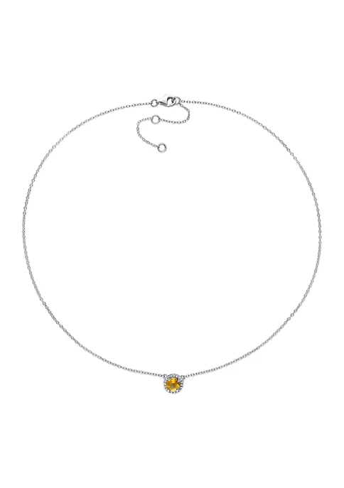 Outlet โญ 1/10 ct. t.w. Diamond and White Citrine Halo Necklace in Sterling Silver by Belk & Co. ๐ 5 Outlet โญ 1/10 ct. t.w. Diamond and White Citrine Halo Necklace in Sterling Silver by Belk & Co. ๐ - Image 5