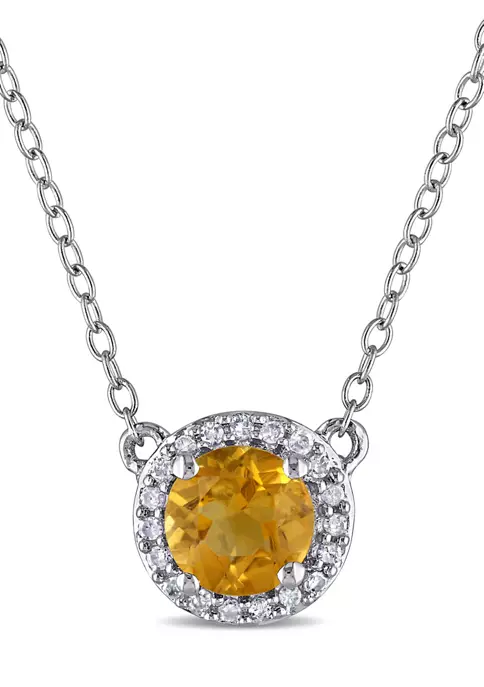Outlet โญ 1/10 ct. t.w. Diamond and White Citrine Halo Necklace in Sterling Silver by Belk & Co. ๐ 6 Outlet โญ 1/10 ct. t.w. Diamond and White Citrine Halo Necklace in Sterling Silver by Belk & Co. ๐ - Image 6