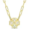 Promo 🧨 3 ct. t.g.w. Green Quartz and Diamond Accent Floral Heart Link Necklace in Yellow Plated Sterling Silver by Belk & Co. 🧨