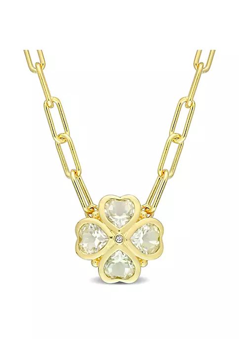 Promo 🧨 3 ct. t.g.w. Green Quartz and Diamond Accent Floral Heart Link Necklace in Yellow Plated Sterling Silver by Belk & Co. 🧨 1 Promo 🧨 3 ct. t.g.w. Green Quartz and Diamond Accent Floral Heart Link Necklace in Yellow Plated Sterling Silver by Belk & Co. 🧨