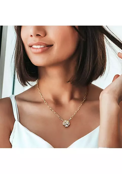 Promo 🧨 3 ct. t.g.w. Green Quartz and Diamond Accent Floral Heart Link Necklace in Yellow Plated Sterling Silver by Belk & Co. 🧨 4 Promo 🧨 3 ct. t.g.w. Green Quartz and Diamond Accent Floral Heart Link Necklace in Yellow Plated Sterling Silver by Belk & Co. 🧨 - Image 4