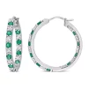 Wholesale 🎁 Lab Created Created Emerald and Created White Sapphire Hoop Earrings in Sterling Silver by Belk & Co. 😍