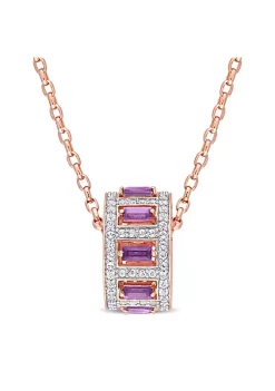 Cheapest 🤩 2.14 ct. t.g.w. African Amethyst & White Topaz Pendant with Chain in Rose Plated Sterling Silver by Belk & Co. 👏