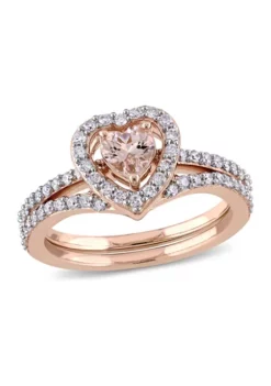 Outlet ⭐ 1/2 ct. t.w. Morganite and 1/2 ct. t.w. Diamond Halo Interlocking Bridal Ring Set in 10k Rose Gold by Belk & Co. 🤩 11 Outlet ⭐ 1/2 ct. t.w. Morganite and 1/2 ct. t.w. Diamond Halo Interlocking Bridal Ring Set in 10k Rose Gold by Belk & Co. 🤩 -DealsBelk & Co. Store Belk 3906