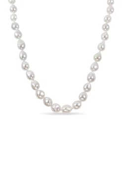 Budget 🤩 10-13 MM Natural Shape White South Sea Pearl Strand Necklace with 14k Yellow Gold Clasp by Belk & Co. 🎉