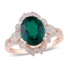 Discount 🥰 3.33 ct. t.w. Created Emerald and 1/5 ct. t.w. Diamond Vintage Cocktail Ring in 10K Rose Gold by Belk & Co. ⌛