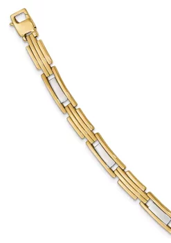 Deals ๐ Mens 14K Two-tone Gold Polished 8.5-Inch Bracelet by Belk & Co. โจ