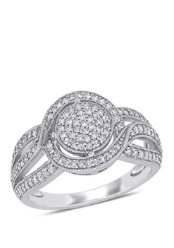 Best Sale ✔️ 1/2 ct. t.w. Diamond Swirl Halo Triple Row Engagement Ring by Belk & Co. 🛒 -DealsBelk & Co. Store Belk 39137