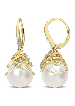 Outlet 😉 12-12.5mm South Sea Cultured Pearl and 1/6 CT TDW Diamond Leverback Earrings in 10k Yellow Gold by Belk & Co. ✔️ 7 Outlet 😉 12-12.5mm South Sea Cultured Pearl and 1/6 CT TDW Diamond Leverback Earrings in 10k Yellow Gold by Belk & Co. ✔️ -DealsBelk & Co. Store Belk 39145