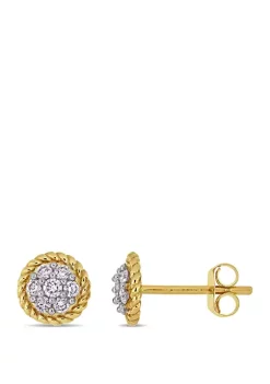 Buy 🔔 1/4 ct. t.w. Diamond Floral Stud Earrings in 14K Yellow Gold by Belk & Co. 🛒